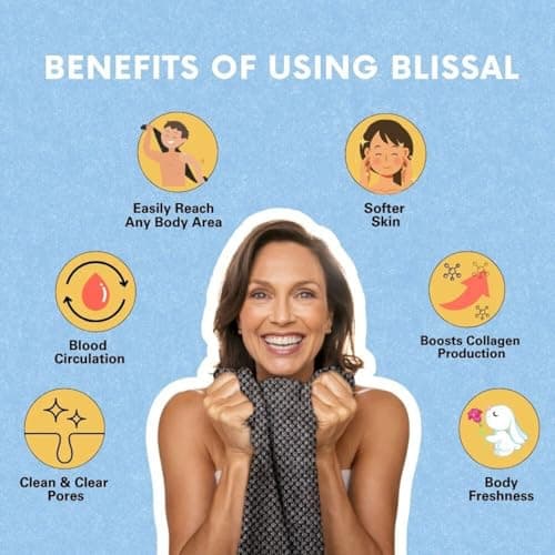 2026 Blissail Exfoliating Antibacterial Shower Towel -Skin Deep Exfoliating Towel, Extra Long Exfoliating Washcloth for Men Women,Exfoliating Body Scrubber for for Sensitive Skin & SPA (Black) — view 5