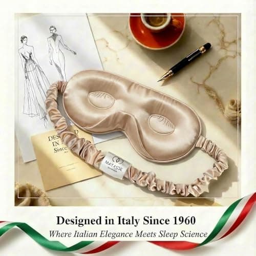 MATASSE 100% Mulberry Silk Sleep Mask 22 Momme Grade 6A 3D Contoured Eye Mask for Sleeping, 14mm Deep Eye Cups, Total Blackout Blindfold for Women Men, Adjustable Strap, Side Sleeper (Champagne) — view 2