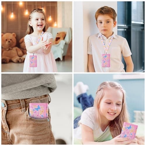 Aucuu Kids Wallet, Cartoon Waterproof Wallet, Trifold Wallets with Card Slots Lanyard, Travel Document Wallets for Teenagers Boys Girls for School, Travel, Birthday Gifts (Butterfly) — view 5