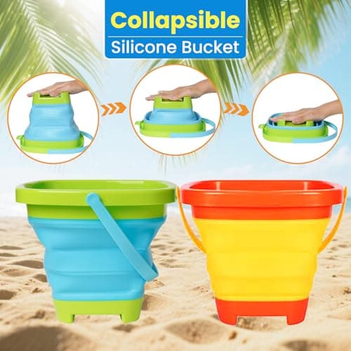 Collapsible Beach Toys,Foldable Sand Bucket and Spade Beach Set For Kids — view 2