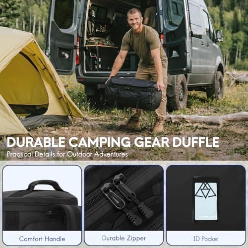 Haimont Heavy Duty Convertible Travel Duffel Backpack, 45L, Black — view 6