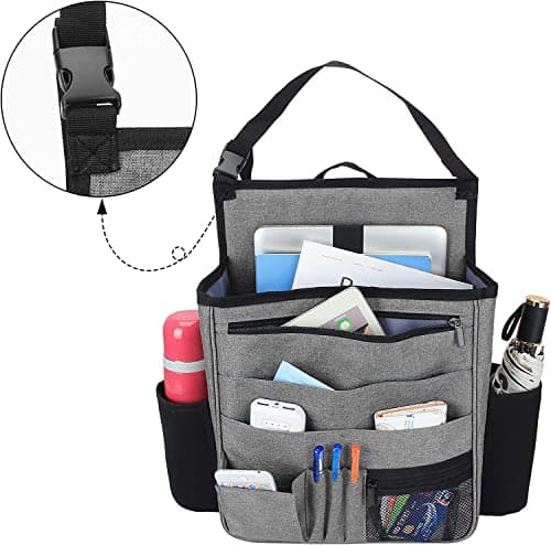 Luxja Front Car Seat Organiser, Car Seat Storage Bag, Grey — view 3