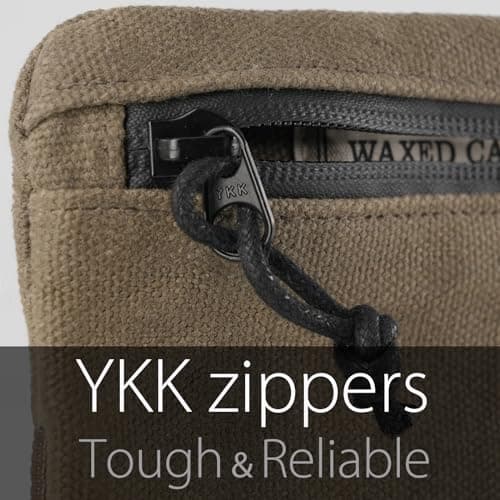 diodrio Belt Zipper Pouches for Men Women Compact EDC Pouch, YKK Zipper, Anti-theft Pickpocket Proof Safety Wallets, Waist Pack for Traveling Hiking, Water Resistant, Tough Waxed Canvas, Olive, Medium — view 4