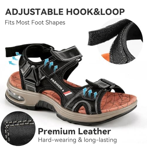 LIZH Arch Support Mens Sandals - Air Cushion, Natural Latex Walking Sandals for Man, Adjustable Hook & Loop Straps Beach Shoes, Non-Slip Footbed Slippers for Outdoor Casual Hiking Daily Wear — view 5