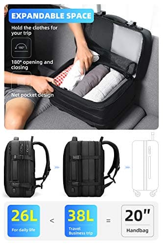 MARK RYDEN Expandable 26L-38L Travel Backpack Cabin Size with USB Charging — view 2
