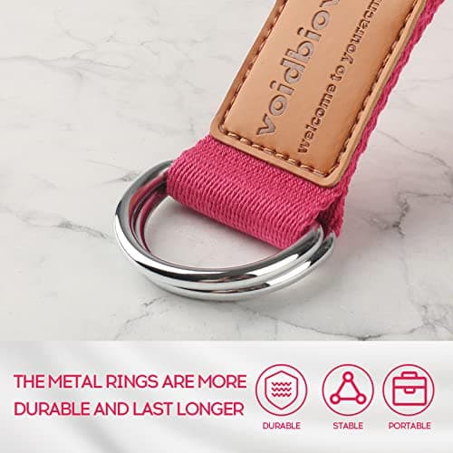 voidbiov D-Ring Buckle Yoga Strap 1.85 or 2.5M, Durable Cotton Adjustable Belt Perfect for Holding Poses, Improving Flexibility and Physical Therapy Rose — view 2