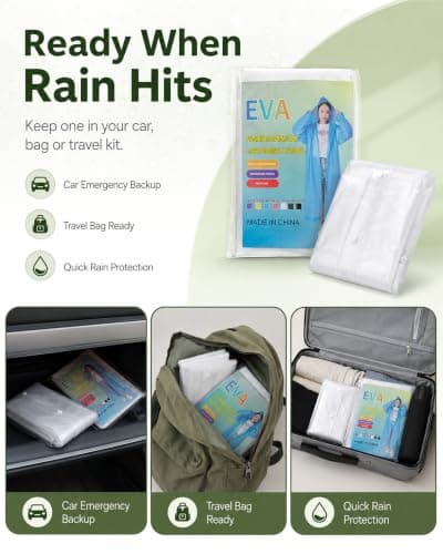 6 Pack Rain Ponchos for Adults Reusable - EVA Raincoat with Drawstring Hood — view 6