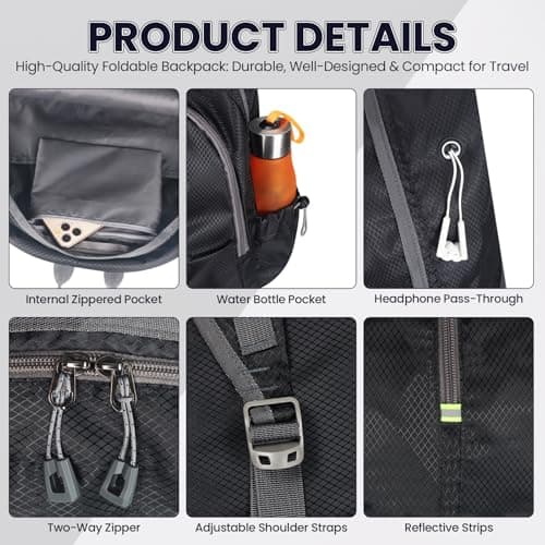 Lesbyit 30L Foldable Waterproof Lightweight Rucksack for Men Women — view 4