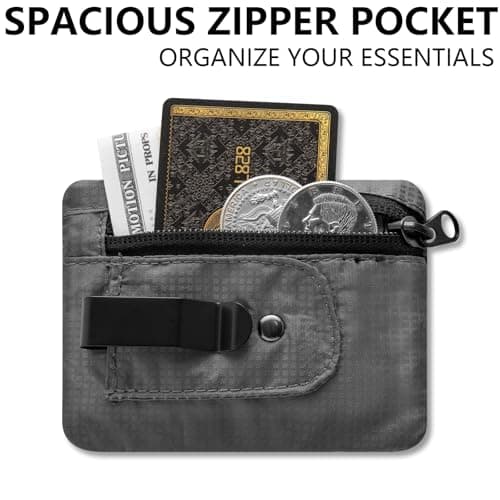 KOSMCCO RFID Blocking Clip Stash Pocket Travel Belt Wallet, Grey — view 2
