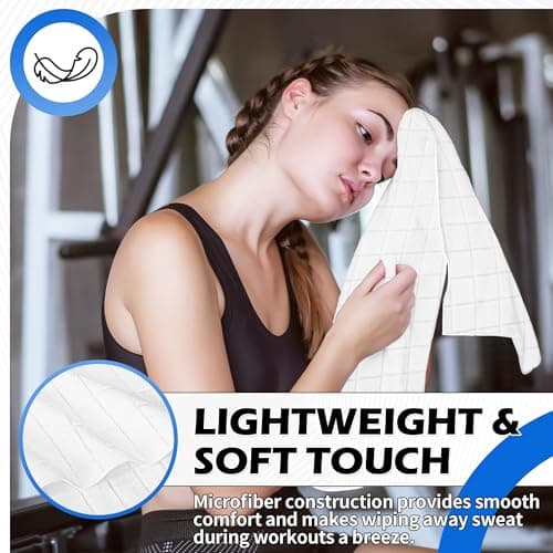 HOMERHYME Microfiber Gym Towels, 10 Pack Towel Set for Home Gym,16 x 27 Inch Quick Dry Hand Towels, Absorbent Towels for Yoga Fitness Workout Travel Sweat Camping, Fitness Accessories for Women & Men — view 3