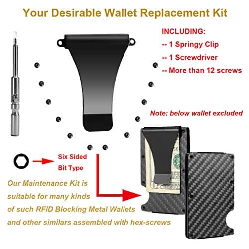 UpLook Wallet Replacement Screws Screwdriver Metal Clip for RFID Metal Wallet Repair Kit (Black - Basic Set) — view 2