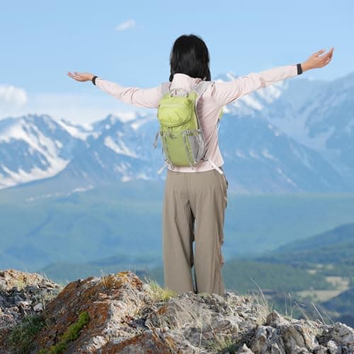 Fistcale Lightweight Water Repellent Outdoor Backpack - 0.28kg Hiking & Cycling Bag with Large Capacity, Reflective Strips for Camping/Running/Commuting- Green — view 5