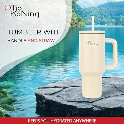 OTTO KONING Travel Mug with Handle 40oz Insulated Tumbler Stainless Steel — view 2