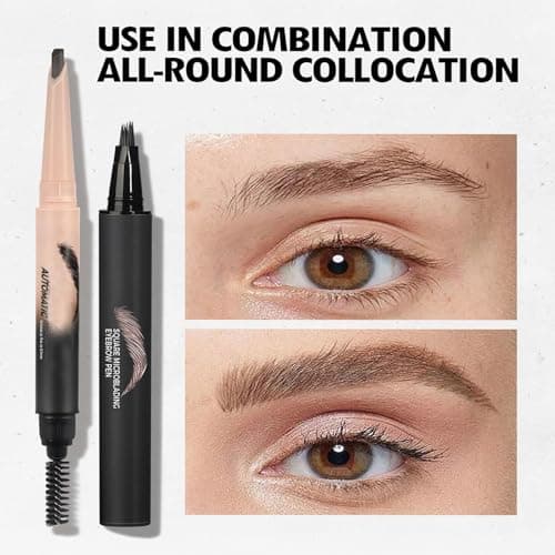 Eyebrow Pencil And Pen Set, Angled And Multi-Pronged Tips, Dark Brown — view 4