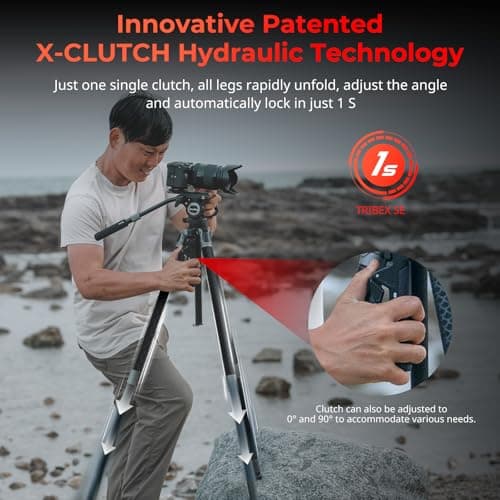 SMALLRIG x Potato Jet TRIBEX SE Hydraulic Aluminum Camera Tripod, with Video Fluid Head, 6kg Load, Max Height 166cm, Professional Video Tripod for Interviews/Wedding/Landscape Photography- 5305 — view 2