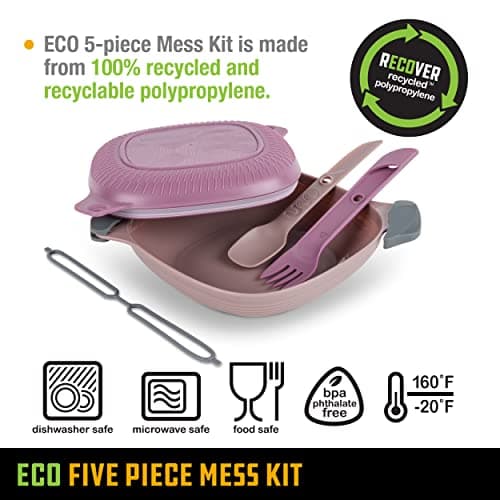 UCO ECO 5-Piece Camping Mess Kit with Bowl, Plate, Switch Spork Utensil Set - Plum Purple — view 3