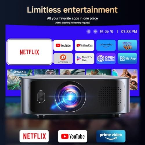 4K Short Throw Projector, 1200 ANSI Smart KOGATA Projectors Compatible with Netflix & Dolby Audio, Auto Focus & Keystone, HDR10, WiFi Bluetooth Portable Outdoor/Home Cinema Projector — view 2