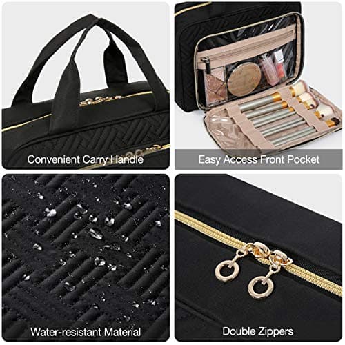 BAGSMART Toiletry Bag Hanging Travel Makeup Organizer with TSA Approved Transparent Cosmetic Bag Makeup Bag for Full Sized Toiletries, Large-Black — view 2