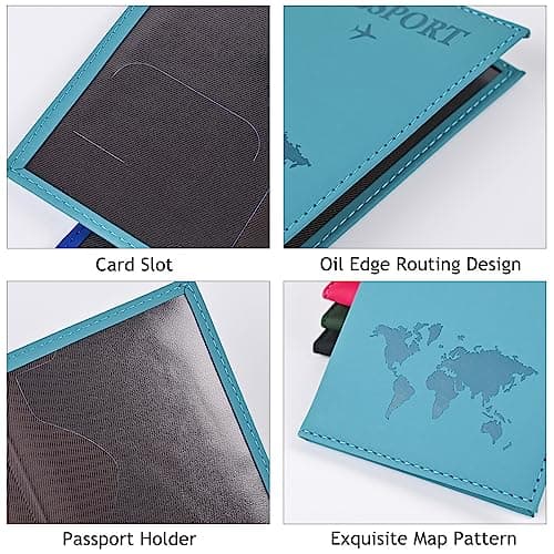 SamHeng Map Passport Holder, Portable Universal Passport Cover for Women Men, PU Leather Airplane Travel Wallet Case Organiser for Passport Credit Cards Boarding Passes (Pink) — view 3
