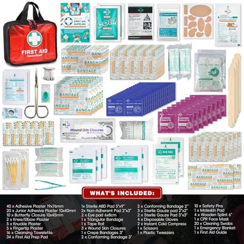 200 Pieces First Aid Kit with Hospital Grade Medical Supplies - Includes Emergency Blanket, Bandage, Scissors - Great for Home, Outdoors, Office, Car, Travel, Camping, Hiking, Boating (Red — view 2