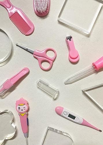 Baby Healthcare and Grooming Kit Nursery Care Kit, Newborn Safety Health Care Set with Hair Brush,Comb,Nail Clippers and More for Newborn Infant Toddlers Baby Boys (Pink) — view 6
