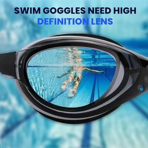 AMERITINS Swimming Goggles Pack of 1, Anti-Fog Googles Swimming Adults, Anti-Leak UV Protection Crystal Clear Vision with Free Protection Case, Nose Clips & Earplus Suitable for Adults & Kids — view 2