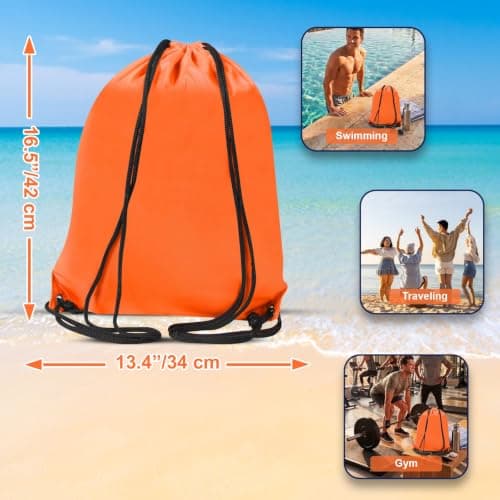 WESTWOOD FOX Drawstring Gym Bag String Bags Gym Sack Backpack PE Bags for Women Men Trainer Swimming Bag Travel Beach School Holidays Suitable for Sports,kids,Boys,Girls (Orange) — view 4