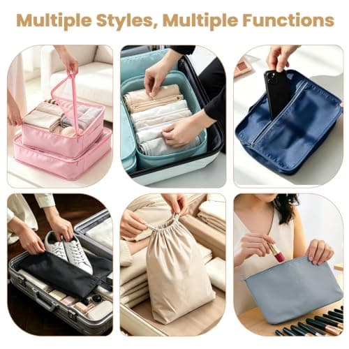 Packing Cubes 14-piece, All Size Packing Cubes for Suitcases, Large Capacity Travel Cubes (14, Black Navy) — view 3