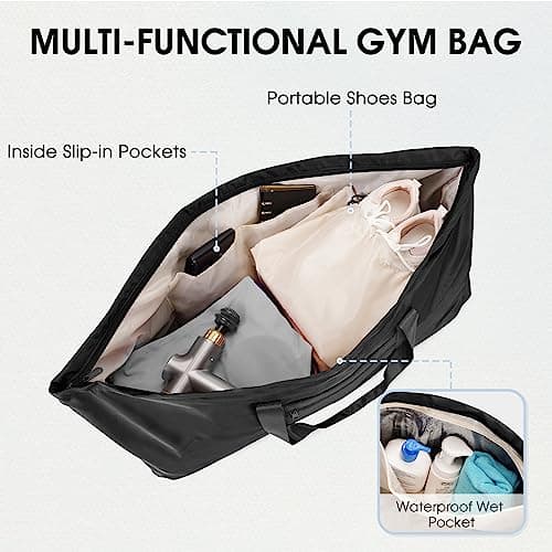 sportsnew Large Yoga Mat Bag for Women Gym Bag with Shoes Bag, Black — view 3