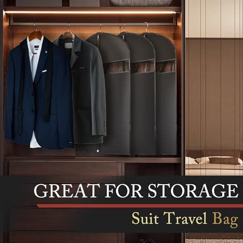 Hleelomi 40-inch Garment Bags for Travel, Garment Bags for Hanging Clothes with Zipper and Visible Transparent Window, 1 Pack，Black — view 5