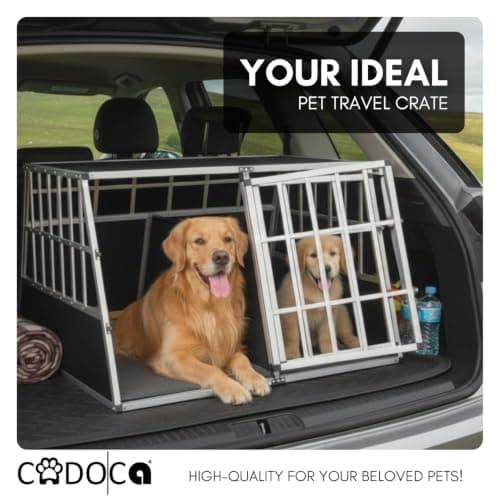 CADOCA® XL Aluminium Dog Crate for Car Boot Dog Travel Crate 89x70x51cm — view 3