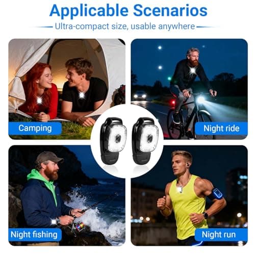 ingoodtle 2 Pack Clip On Torch,USB Rechargeable LED Running Lights — view 4