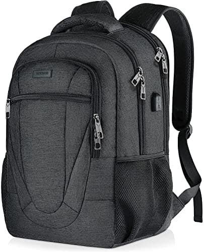 BIKROD Laptop Backpack, School Backpack for Boys Water Resistant School Bag with USB Charging Port, Business Anti Theft Durable Laptop Bag 17.3Inch, Black