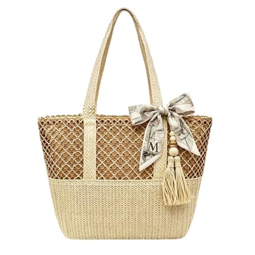 BPTZYLN Straw Beach Bags for Women, Straw Bags for Women Uk, Raffia Bag