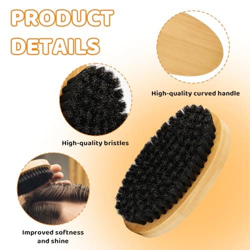 2 Pack Beard Brush For Men, Mens Hair Brush With Boar Bristle, Wave Brush For Styling, 11.3 X 5.5 cm, Includes Yellow And Black Bristles — view 4