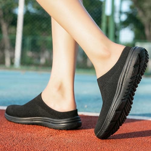 Unisex Mesh Fashion Slides Breathable Athletic Sandals Comfortable Thick Sole Summer Casual Footwear Easy Slip-On Lazy Slippers Indoor Outdoor Slides for Walking Garden Travel Black — view 3