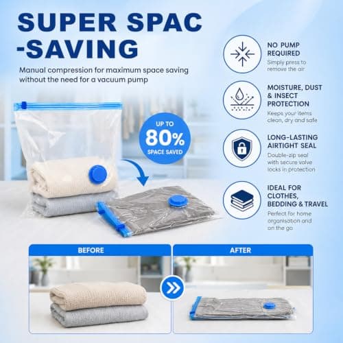 Yuaerbuo 15 PCS Clothes Vacuum Storage Bags, 30×50cm Vacuum Pack Bag Travel — view 4