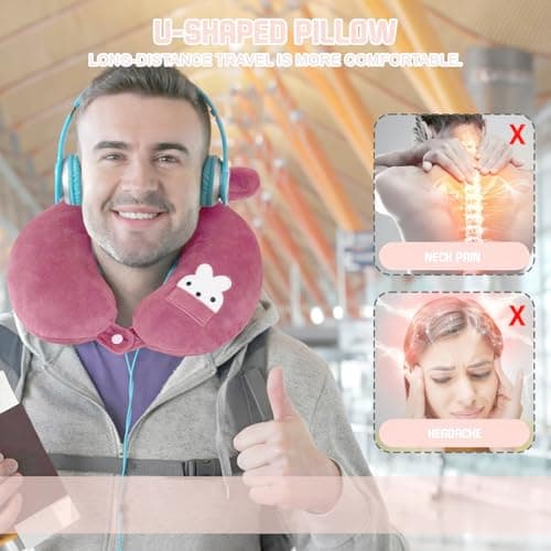 YgonziRuvc Kids Travel Pillow, Kids Neck Pillows for Travel, Comfortable Travel U Shape Pillow, Ideal for Airplane, Car, Train, Camping, Home, and Office Use, 30 cm — view 4