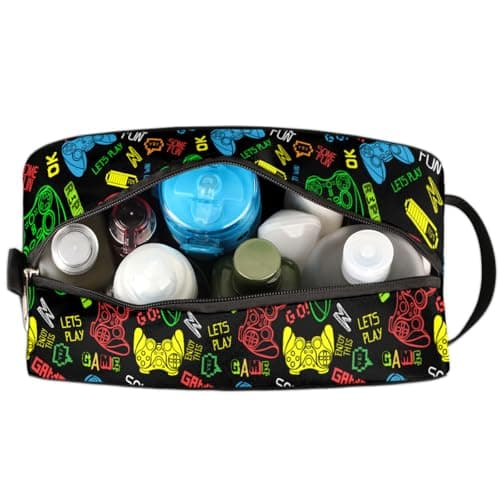 Travel Toiletry Bag for Boys Kids, Video Game Waterproof Hanging Cosmetic Hygiene Bags for Men, Shaving Kit with Large Capacity for Bathroom, Sports, Shower — view 5