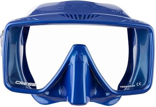 CRESSI since 1946 - SF1 & Dry Combo - Set Frameless Square Mask with Tempered Lens + Dry Snorkel ideal for Freediving and Snorkelling, Blue Metal/Blue Metal, One Size Unisex — view 2