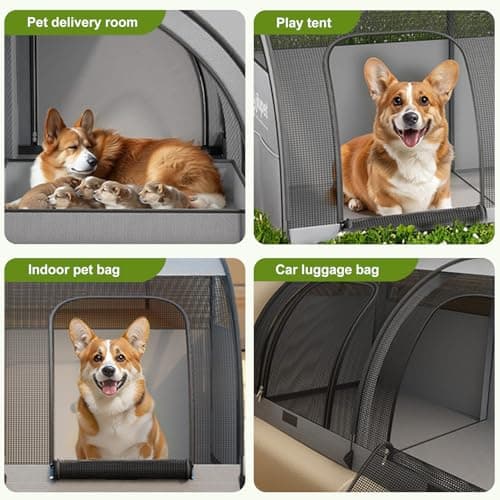 Foldable Pet Car Carrier Bag, Double Car Pet Seat for 2 Cats or Medium Animals, Portable Dog Travel Bag with Breathable Mesh Fabric, Collapsible Dog Car Crate with 4 Side-opening Door, 100X50X50 — view 6