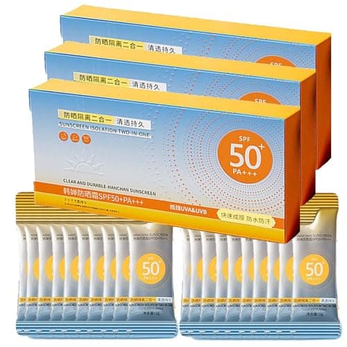 Pack of 50 Travel Size Sun Protection, Mini Sun Cream, Sweat-resistant and Extra Waterproof, Sunscreen Lotion with UVA/UVB Protection, Sunscreen with SPF 50+, for On the Go (3 Pieces)