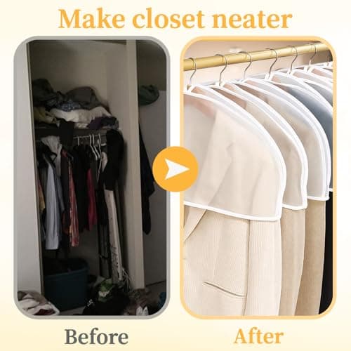 8 Pcs Clothes Covers, Suit Covers For Hanging Clothes, Suit Cover for Hanging Clothes, Suitable for Suits, Dresses,Jackets,Dress Closet Storage — view 4