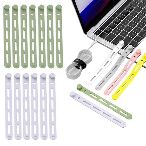 Silicone Cable Ties 20 Pack Fastening Bands for Cord Organization