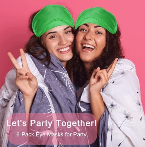 6 Pack Blindfold Eye Mask Cover Sleep Mask for Party Games Travel Sleep Team Build Party Supply with Adjustable Strap for Women Men Kids, Green — view 2
