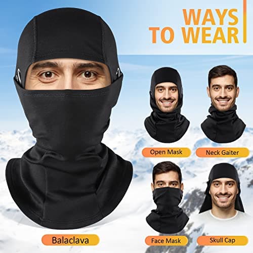 HEGCOIIE Winter Balaclava for Men Women Windproof Ski Mask Warm Face Cover Mask Outdoor Sports Cycling Snowboarding Skiing Motorcycle Bicycle Black — view 6