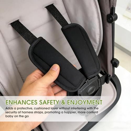 HORAN HOQI Baby Car Seat Strap Covers 3 Pack – Pushchair Harness Pads with Soft Breathable Crotch Pad for Newborn Stroller, Universal Shoulder Belt Cushions for Infant Carrier, Pram, Toddler Buggy — view 4
