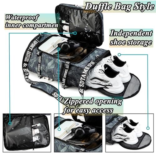 Gym Duffle Bag Backpack with Shoe Compartment,4 Ways Travel Backpack for Women and Men,Multi-Functional Weekender Bag with Waterproof Layer&Laptop Compartment for Fitness, Travel,Camping(Silver) — view 4