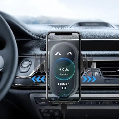 15W Car Phone Holder Wireless Charger, Smart Induction Automatic Clamping, Wireless Car Charger Mount, Air Vent, for iPhone 15 14 13 12 Series & Samsung S24 S23 Series (Black) — view 5