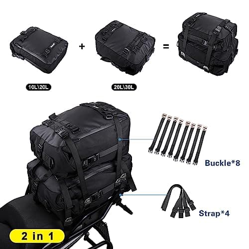 Rhinowalk Motor Pannier Bag 10L Multifunctional Waterproof Rear Rack Trunk Motorcycle Seat Bag Motorbike Saddle Bag Professional Motor Accessories-Black — view 5